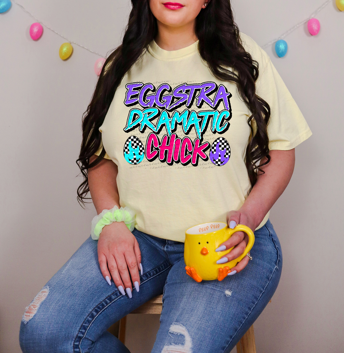 Eggstra Dramatic Chick Purple Blue Pink 81993 DTF Transfer