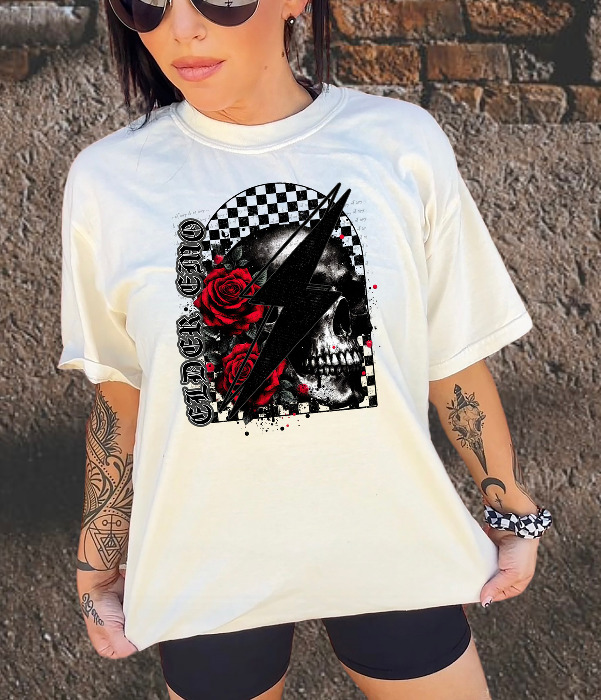 Elder Emo Roses Skull 51411 DTF transfer