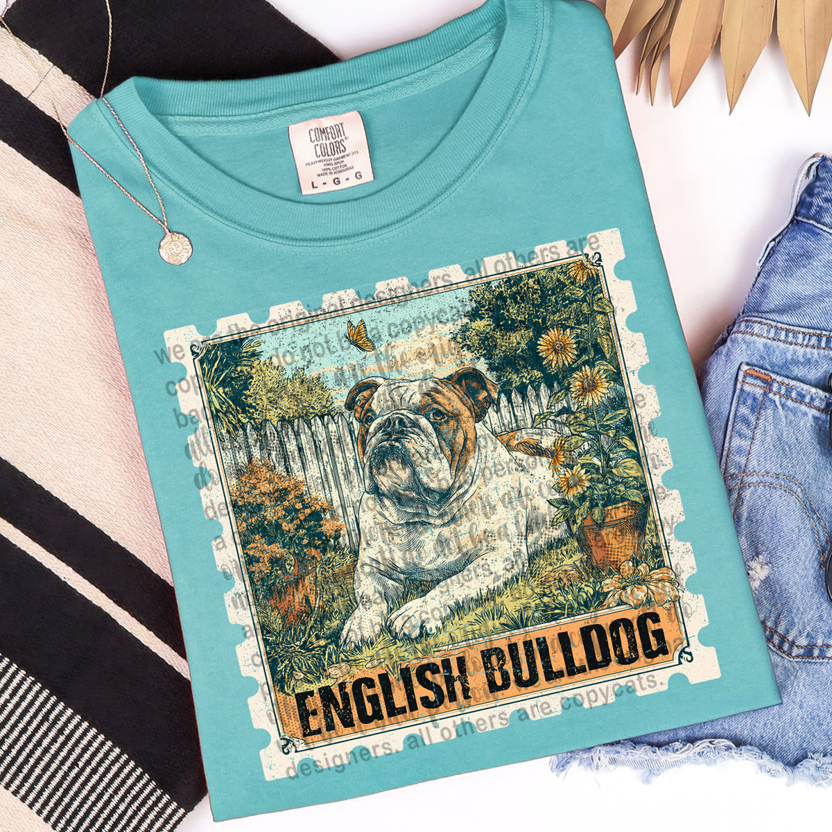 English bulldog vintage stamp (TTD) DTF transfer
