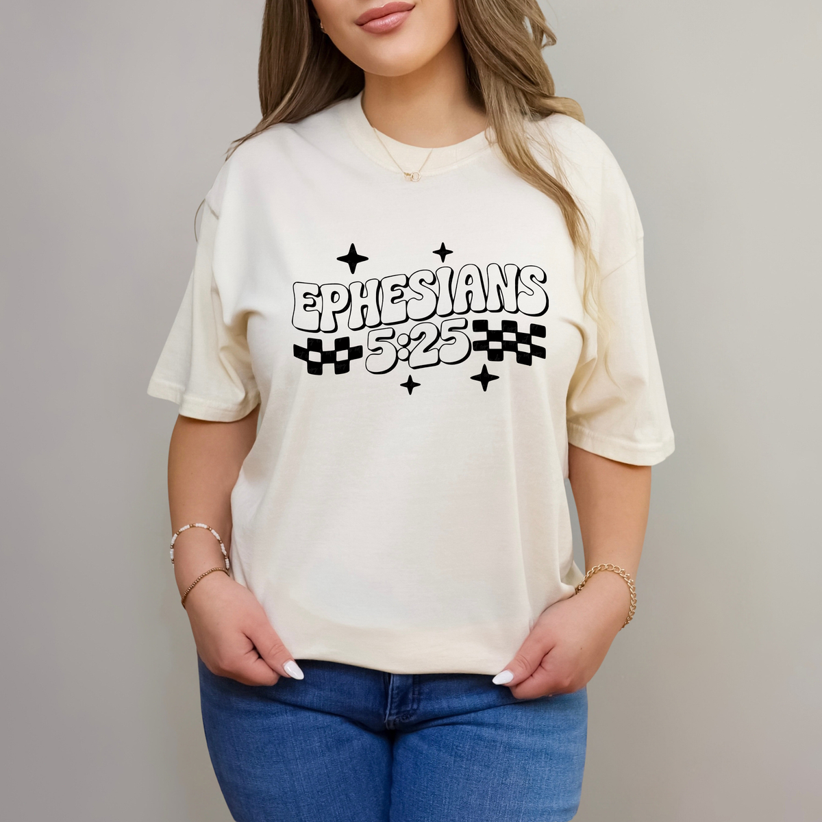 Ephesians 5:25 Checkered BLACK 117575 DTF transfer