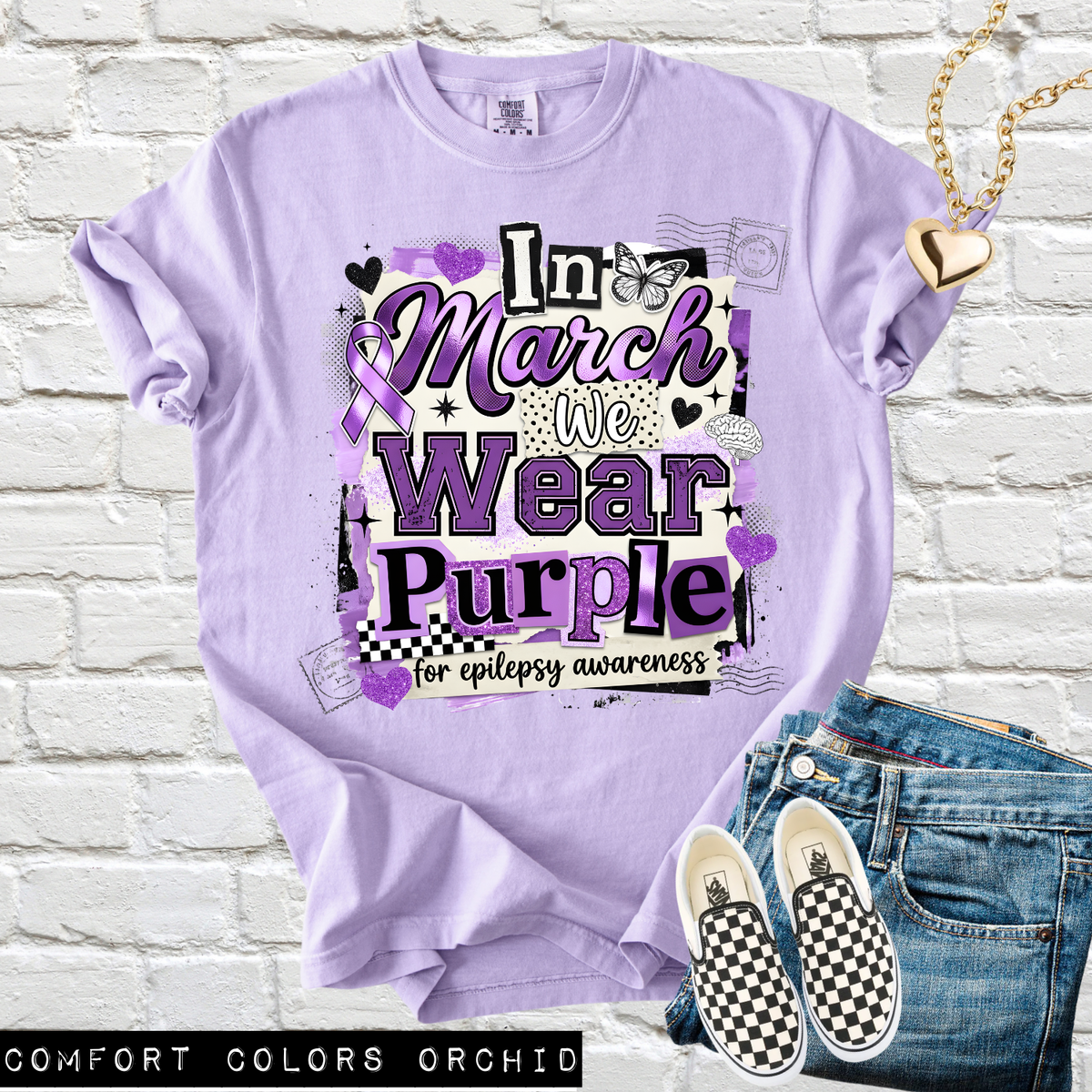 Epilepsy awareness (Purple ribbon) (Parker) DTF transfer