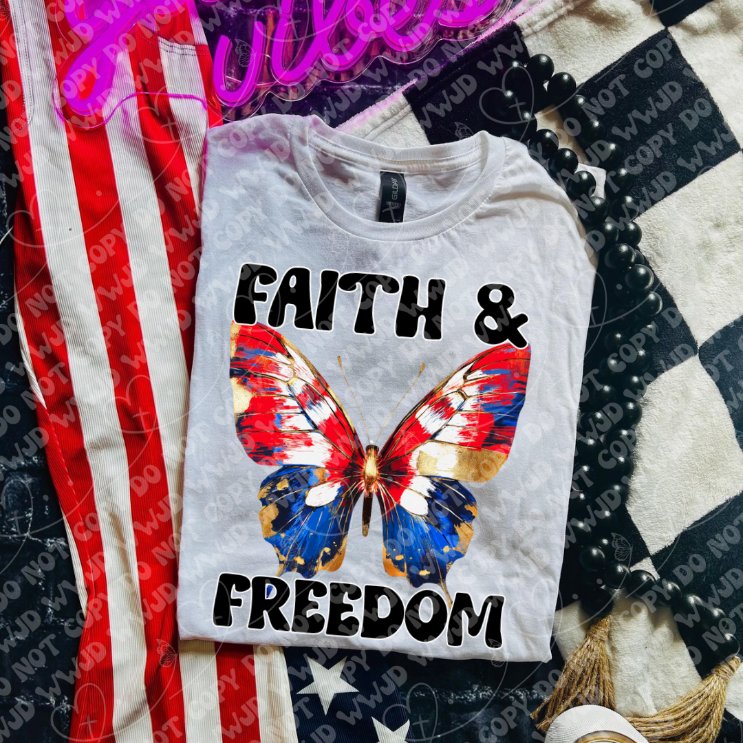 Faith & Freedom butterfly 103797 DTF transfer