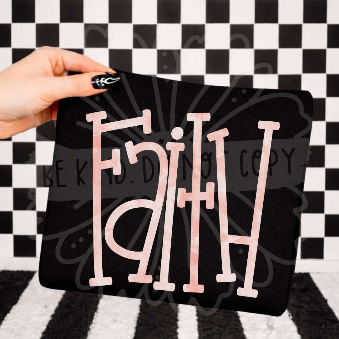 Faith PINK font (Vehement) DTF transfer