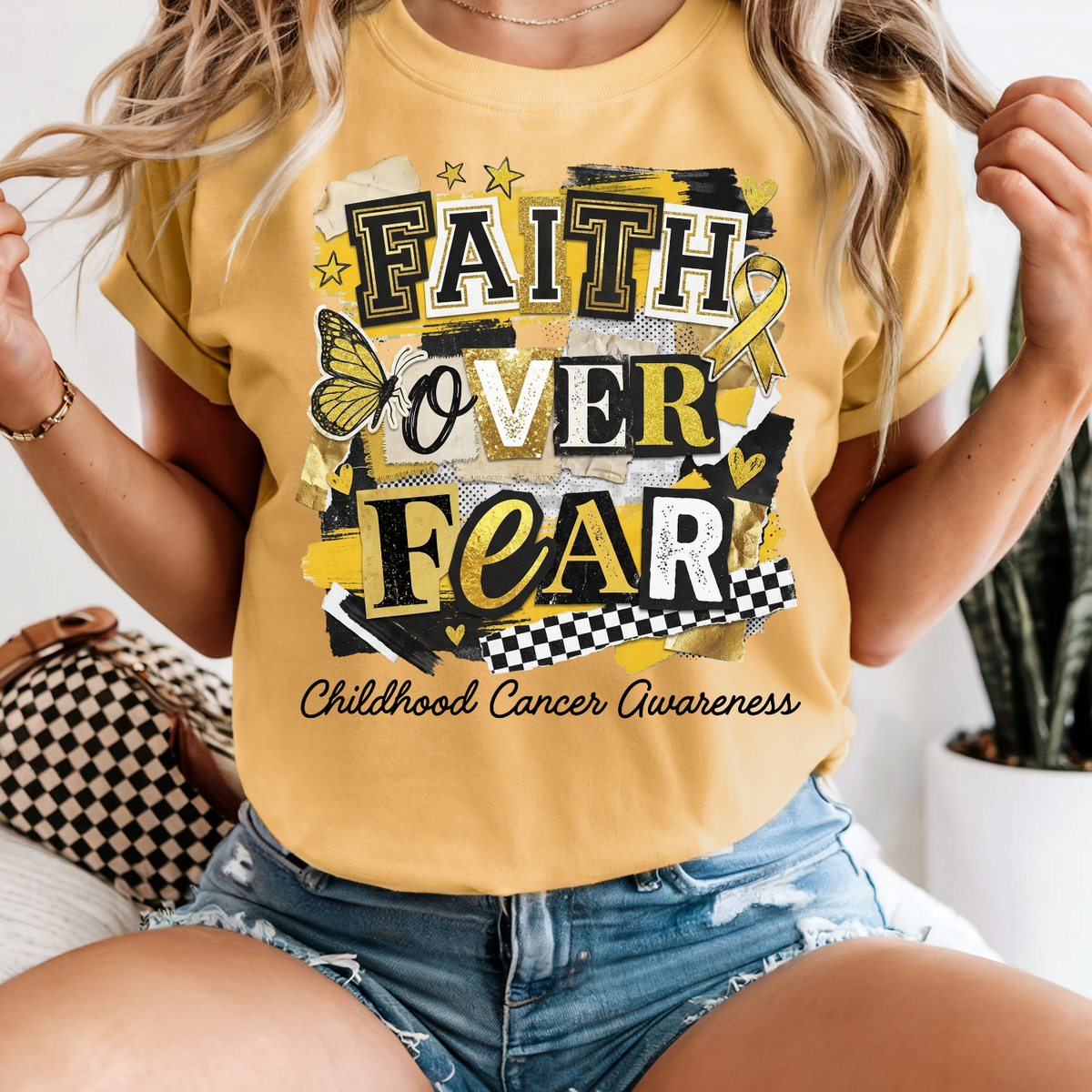 Faith over fear Childhood cancer awareness (parker) DTF Transfer