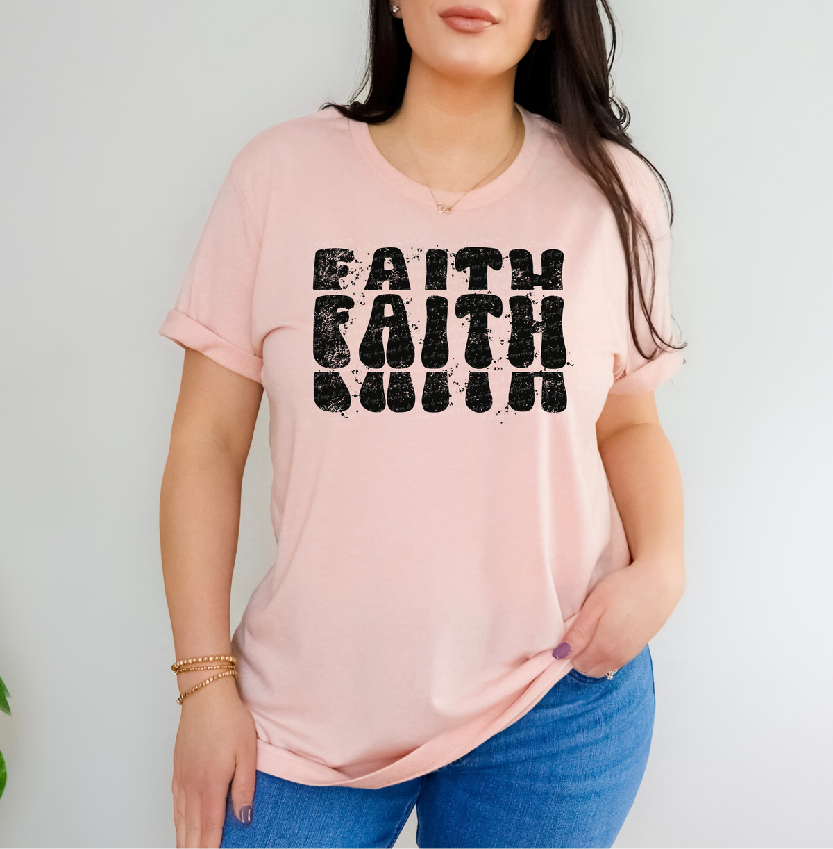 Faith Stacked Black Distressed 115967 DTF Transfer