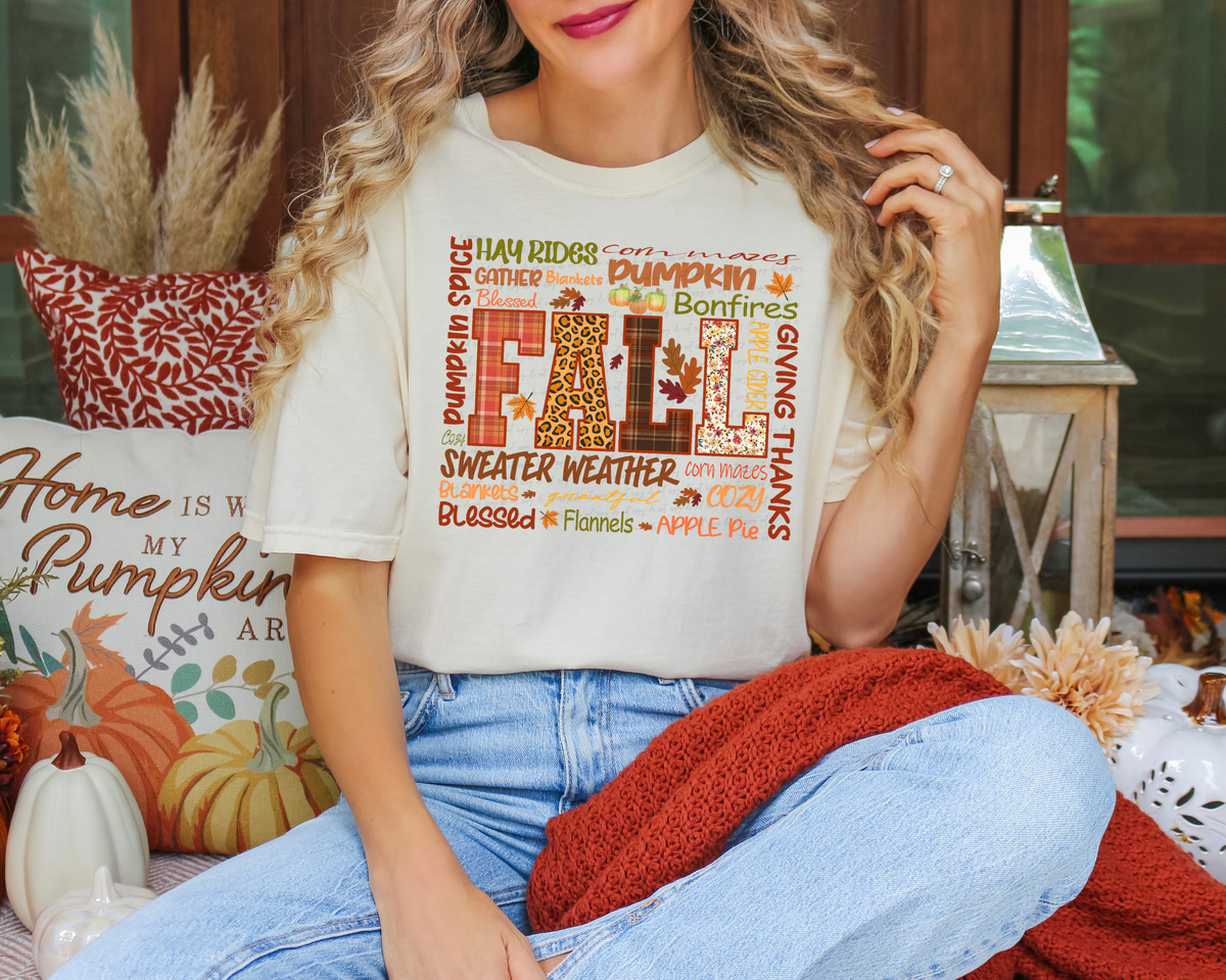 Fall Hayrides Word Collage 108869 DTF transfer
