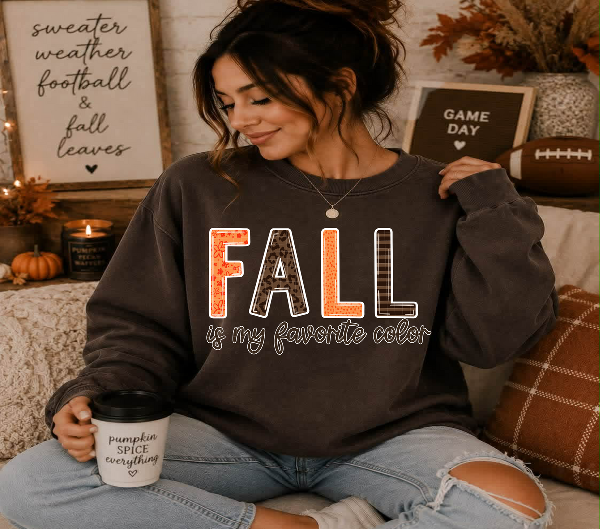 Fall is my favorite color orange and brown (Linda) DTF Transfer