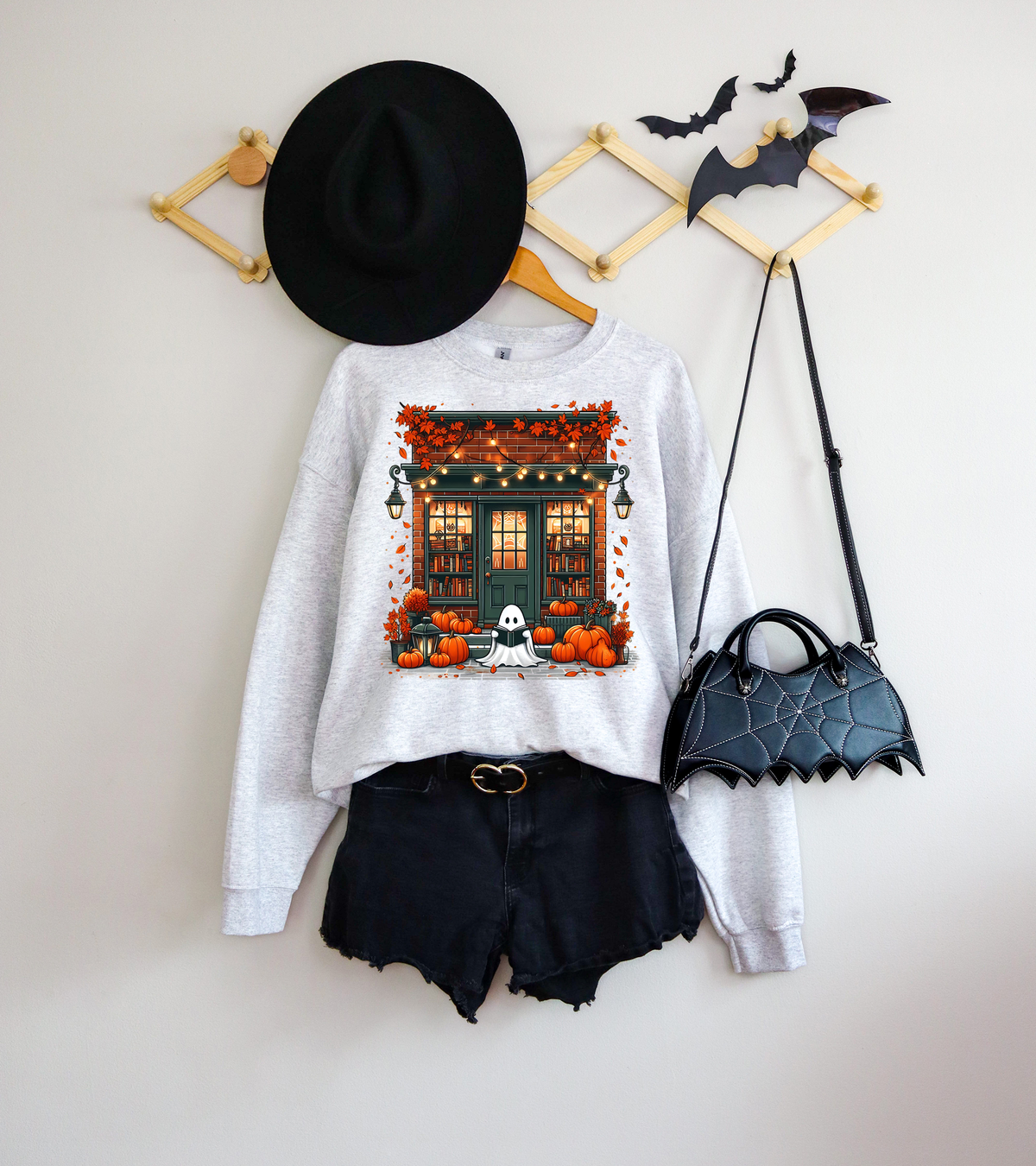 Fall Scene Ghost Bookshelf Long Gown 108873 DTF transfer