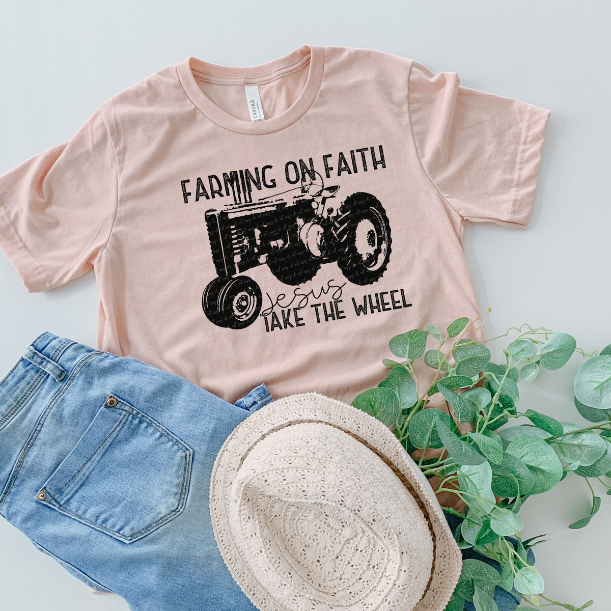 Farming On Faith Jesus Take The Wheel Tractor Black 115968 DTF Transfer