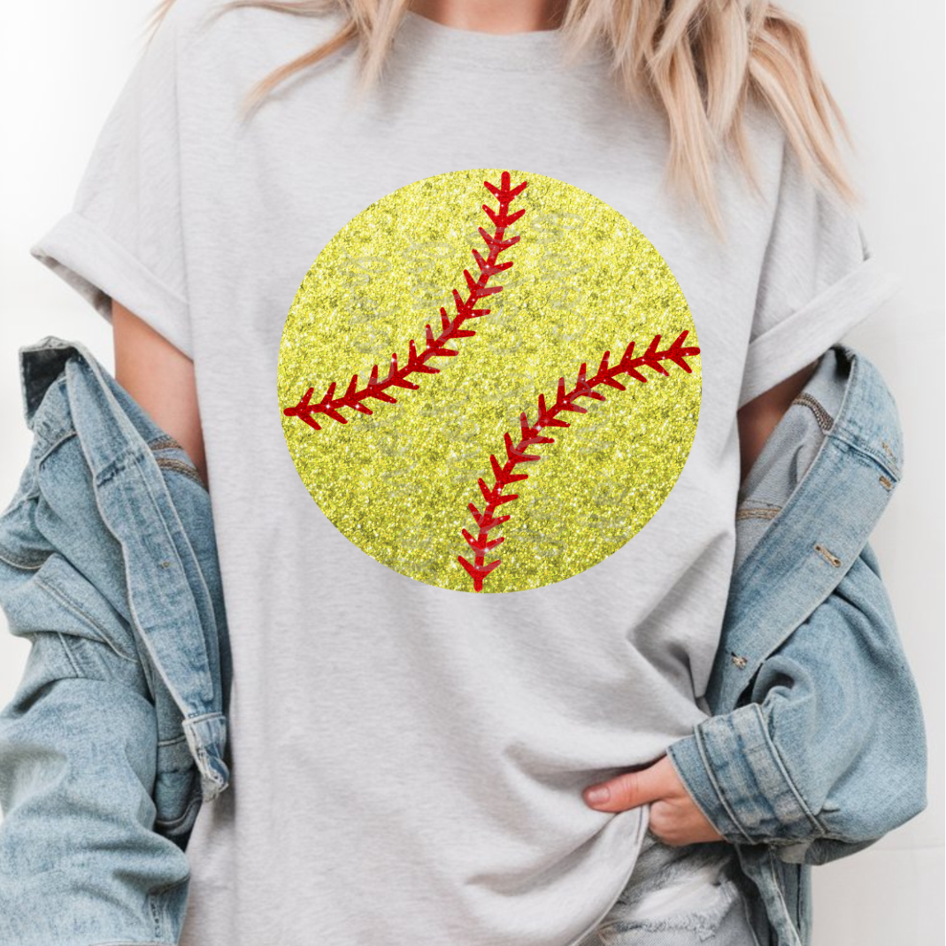 Faux glitter Softball (Parker)  DTF Transfer
