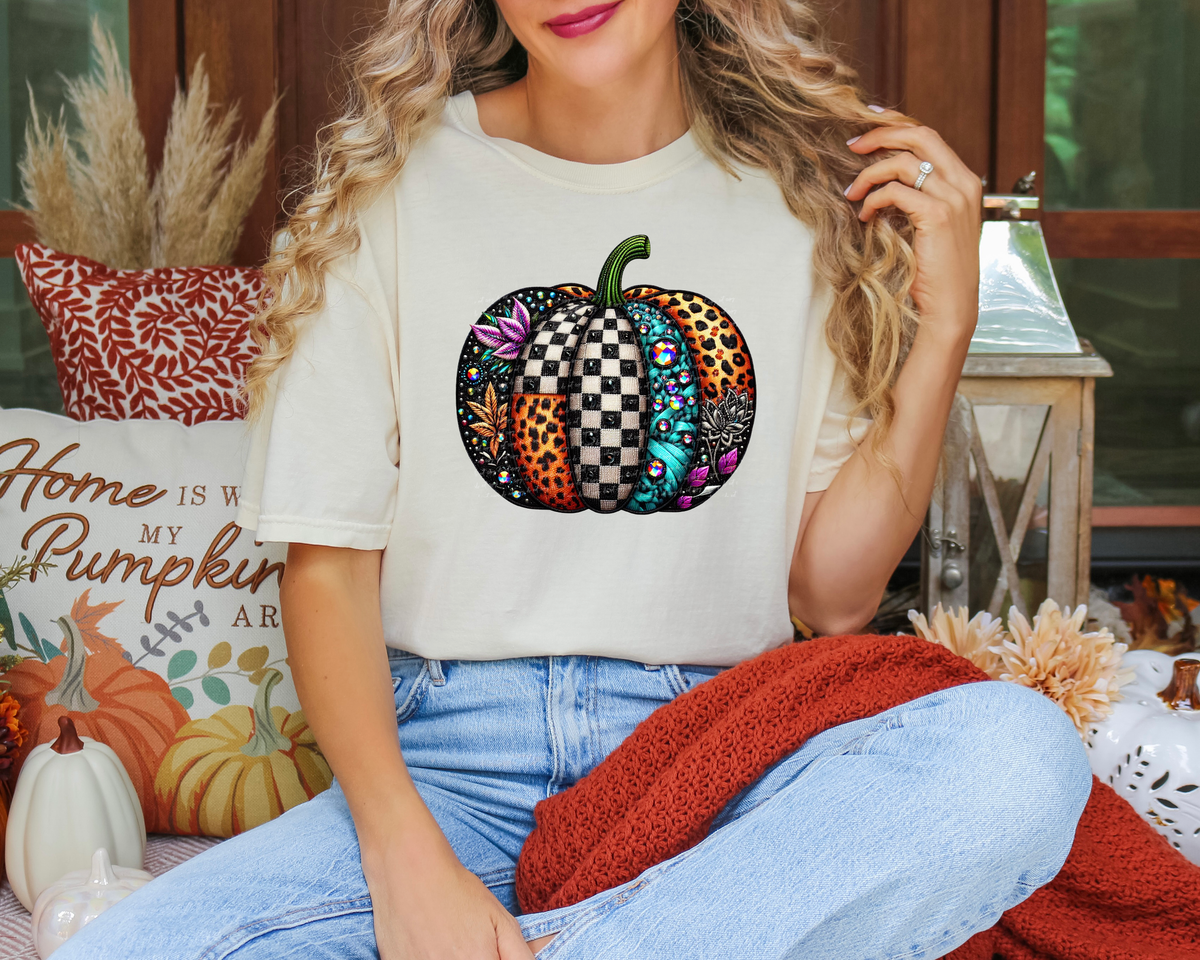 Faux Embroidery Fancy Bling Pumpkin 51743 DTF transfer