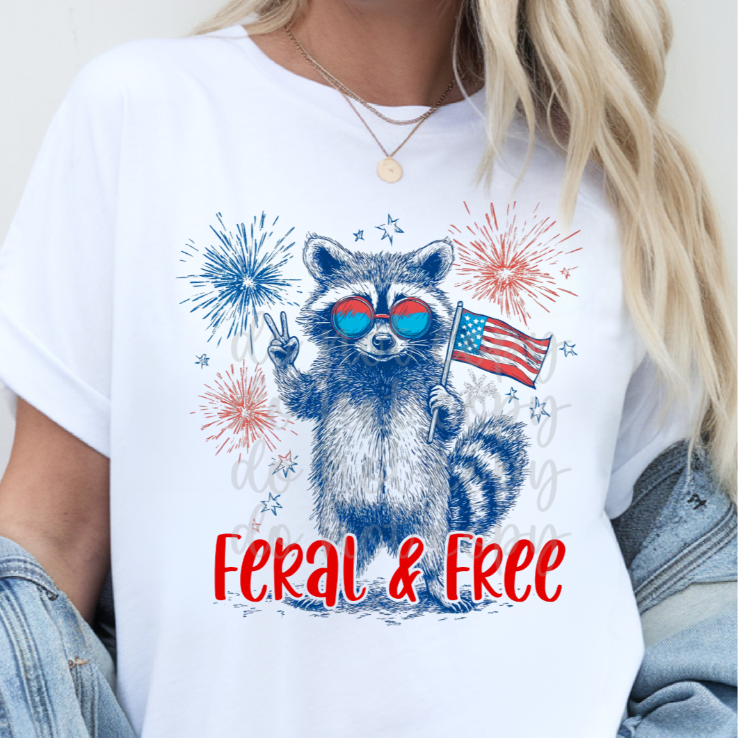 Feral & Free Raccoon (Parker) 102505 DTF transfer