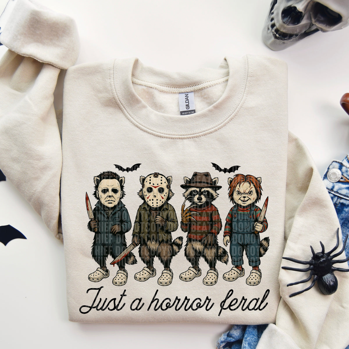 Just a horror feral black font 68789 DTF transfer