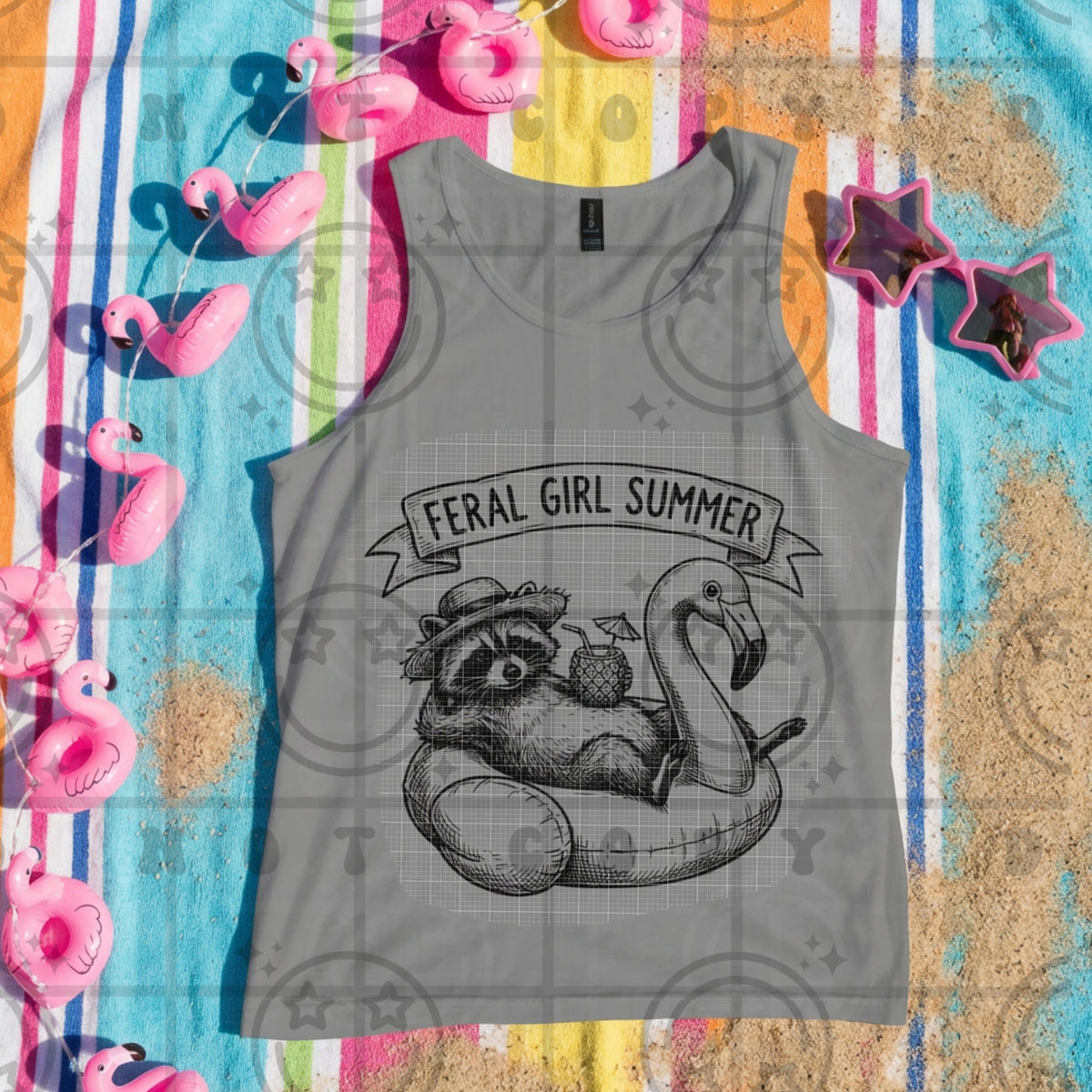 Feral girl summer raccoon (HW) DTF Transfer