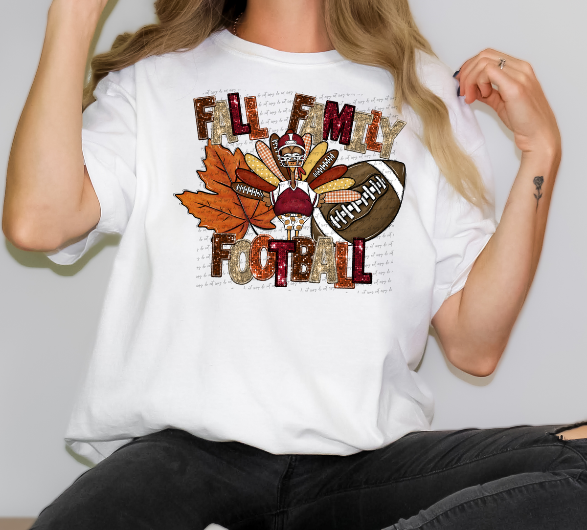 Festive Fall Family Football Turkey 111924 DTF transfer