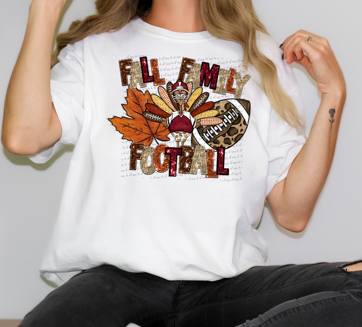Festive Fall Family Football Turkey Leopard Ball 111923 DTF transfer
