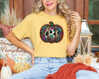 Faux Embroidery Western Fancy Pumpkin Cow Print 51749 DTF transfer