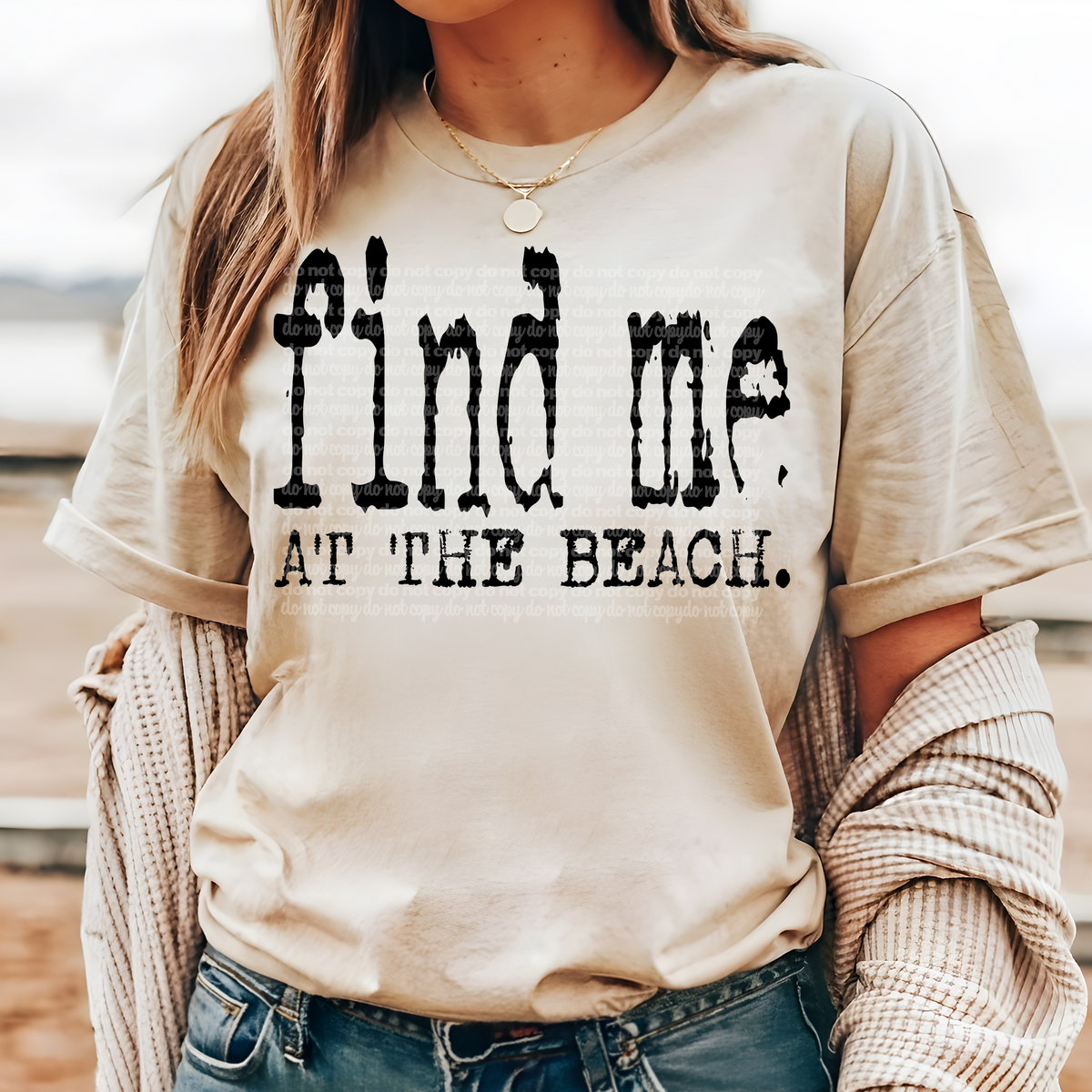 Find me at the beach Typography (TTD) DTF transfer
