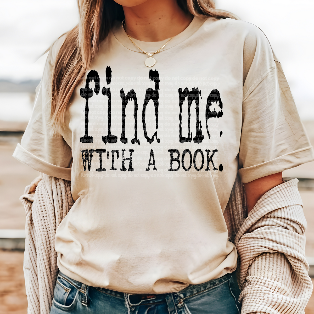 Find me with a book Typography (TTD) DTF transfer