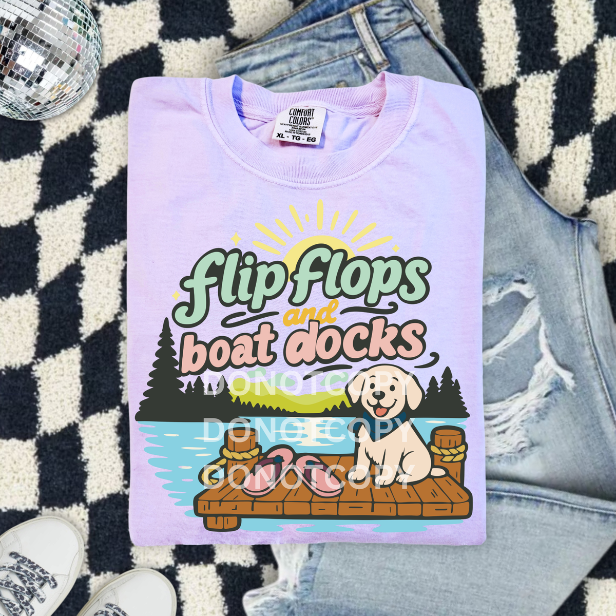 Flip flops and boat docks (CSG) DTF Transfer