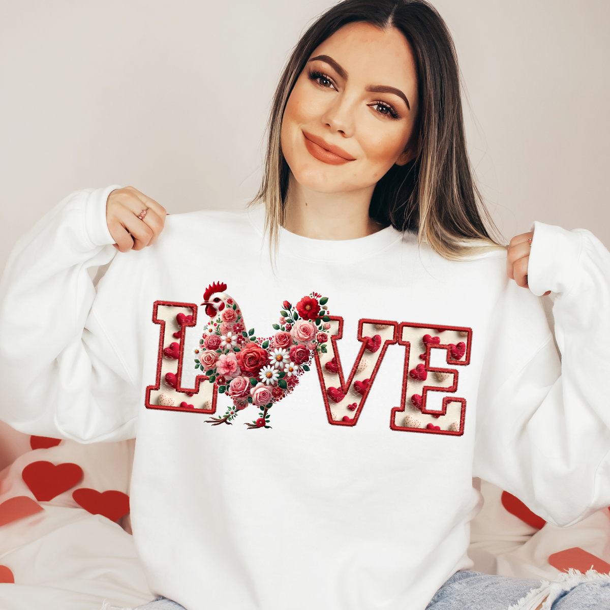 Floral Chicken Love (TTD) 82153 DTF transfer