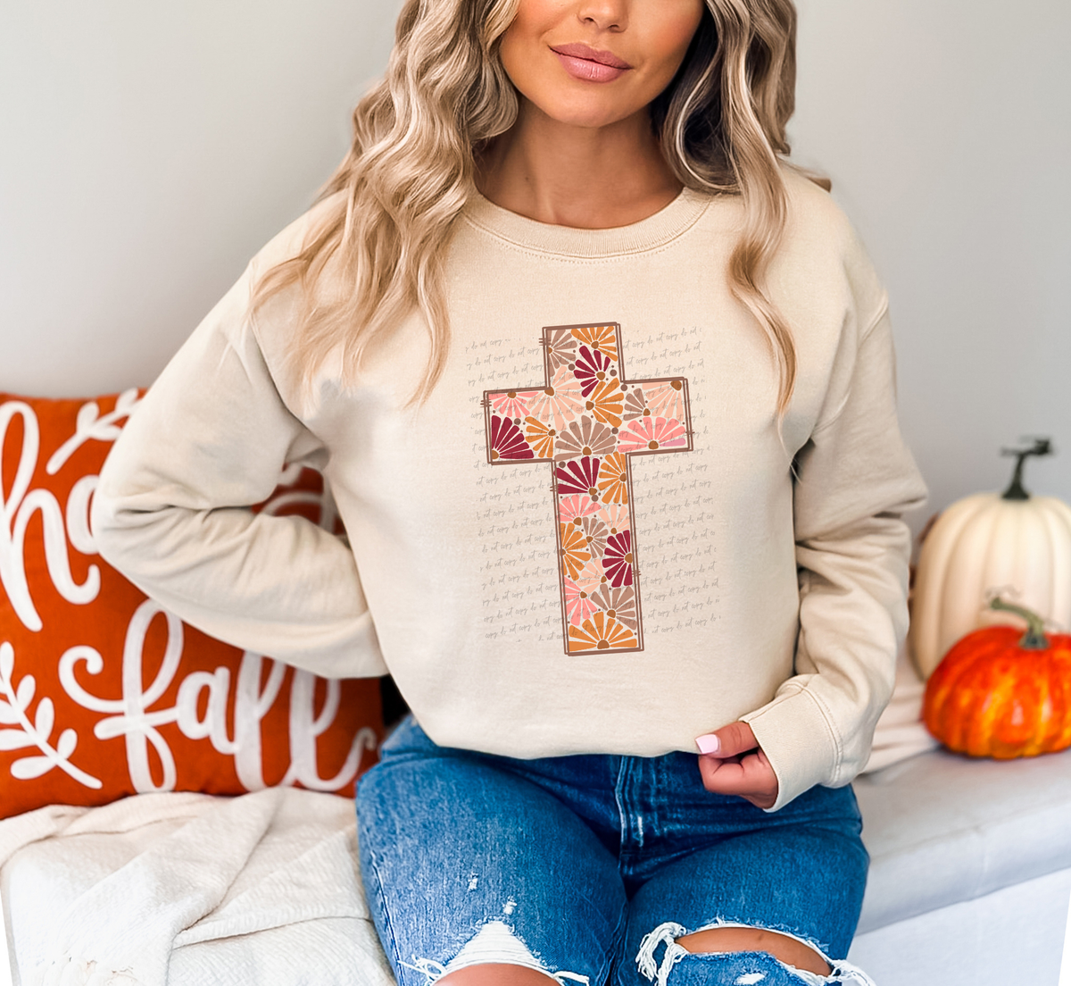 Floral Fall Cross 63082 DTF transfer