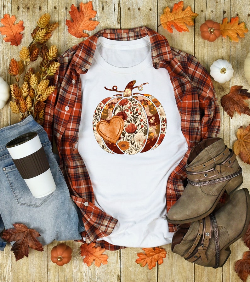 Floral Pumpkin Heart Rustic 108881 DTF transfer