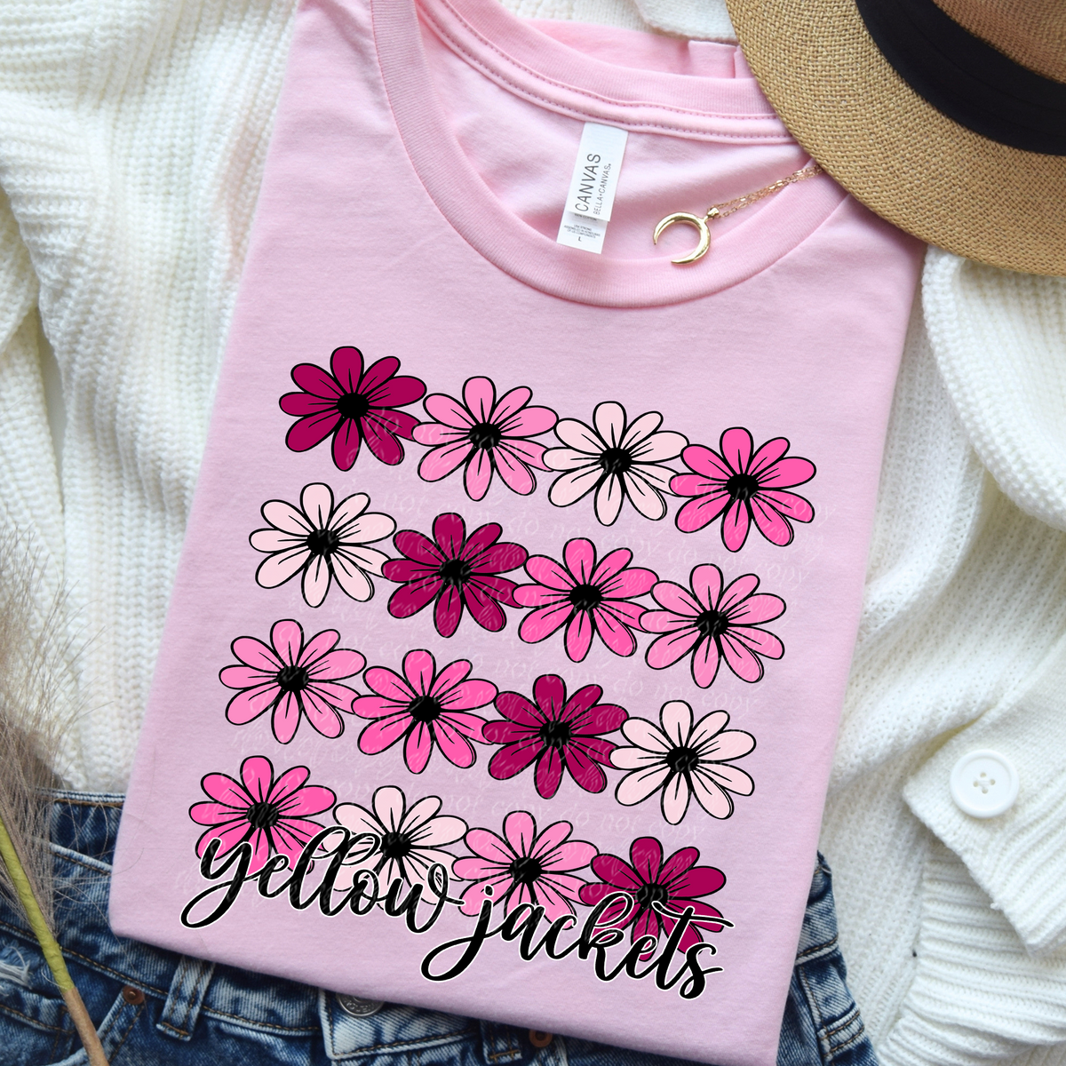 Yellow Jackets Floral  (TTD) DTF transfer