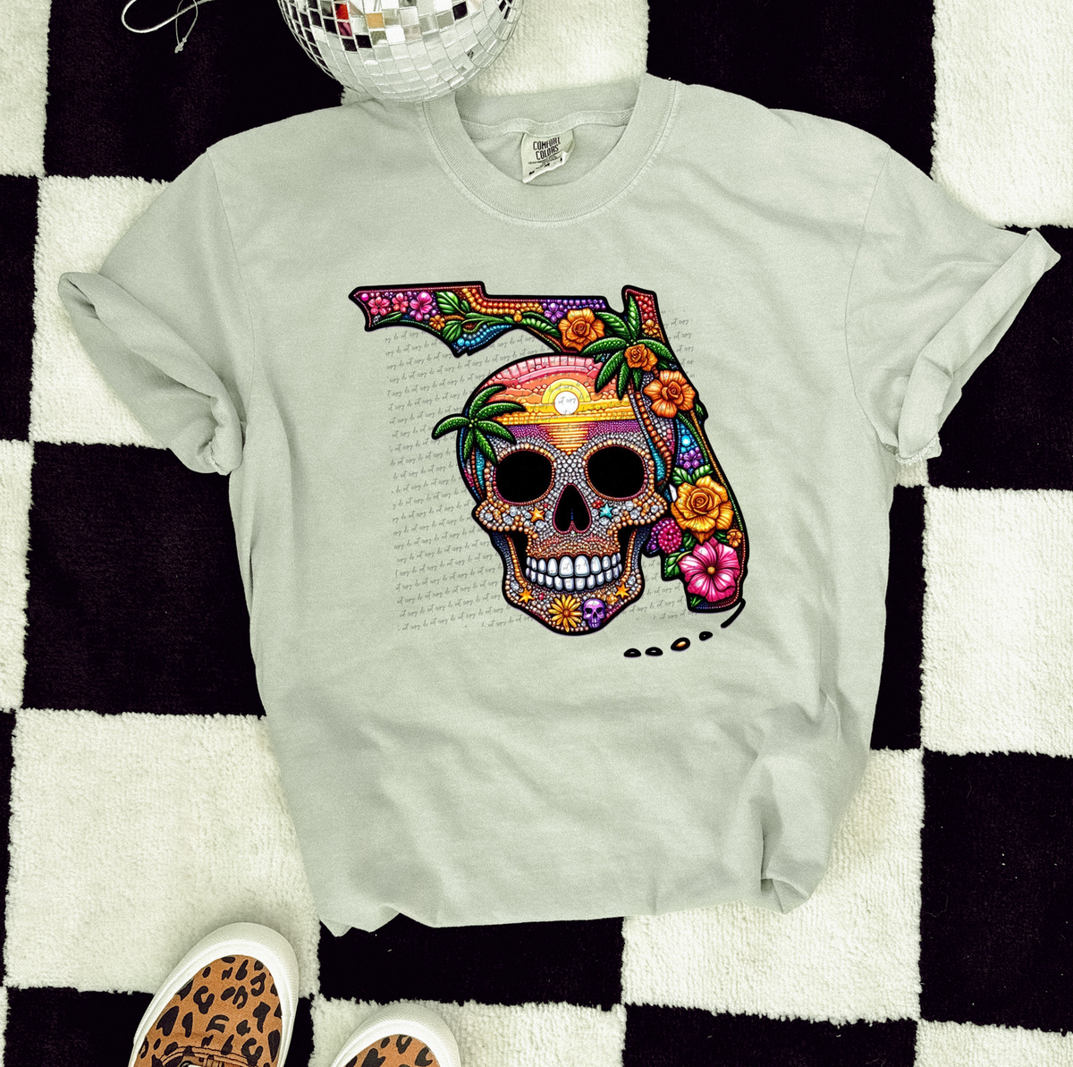 Florida Skull Rhinestone 42483 DTF transfer