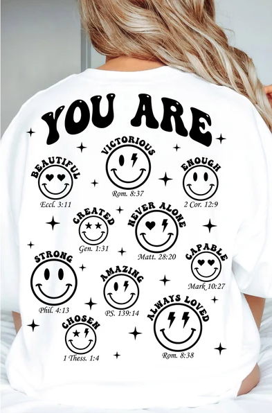 You are happy faces BLACK BACK 80932 DTF transfer