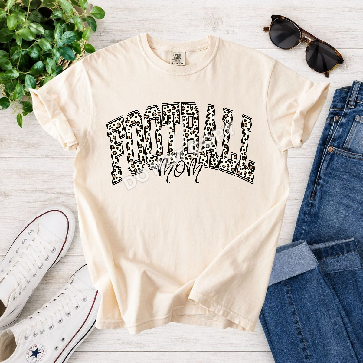 Football mom white leopard filled arched (Parker) DTF Transfer