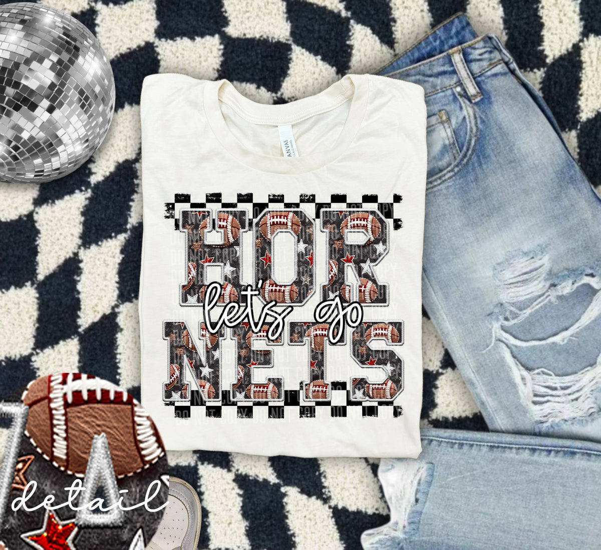 Let's Go Hornets Football 63756 DTF transfer