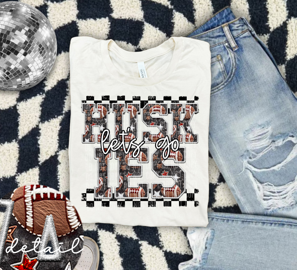 Let's Go Huskies Football 63757 DTF transfer