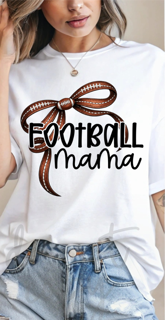 Football mama BLACK with BROWN bow (Parker) DTF Transfer