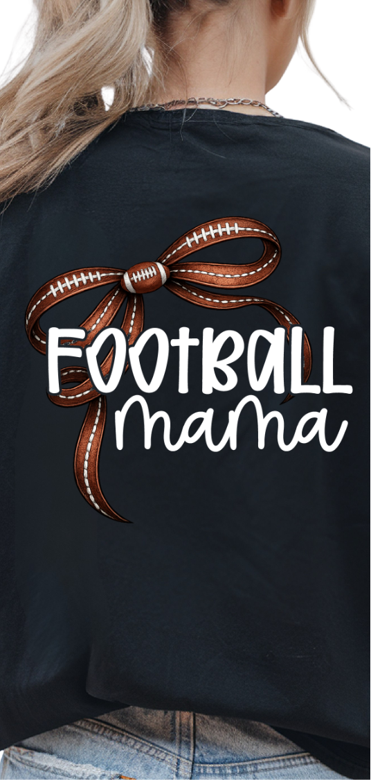 Football mama WHITE with BROWN bow (Parker) DTF Transfer