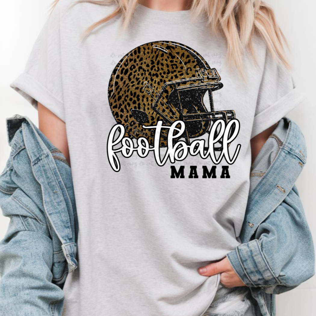 Football mama leopard helmet (PARKER) DTF transfer