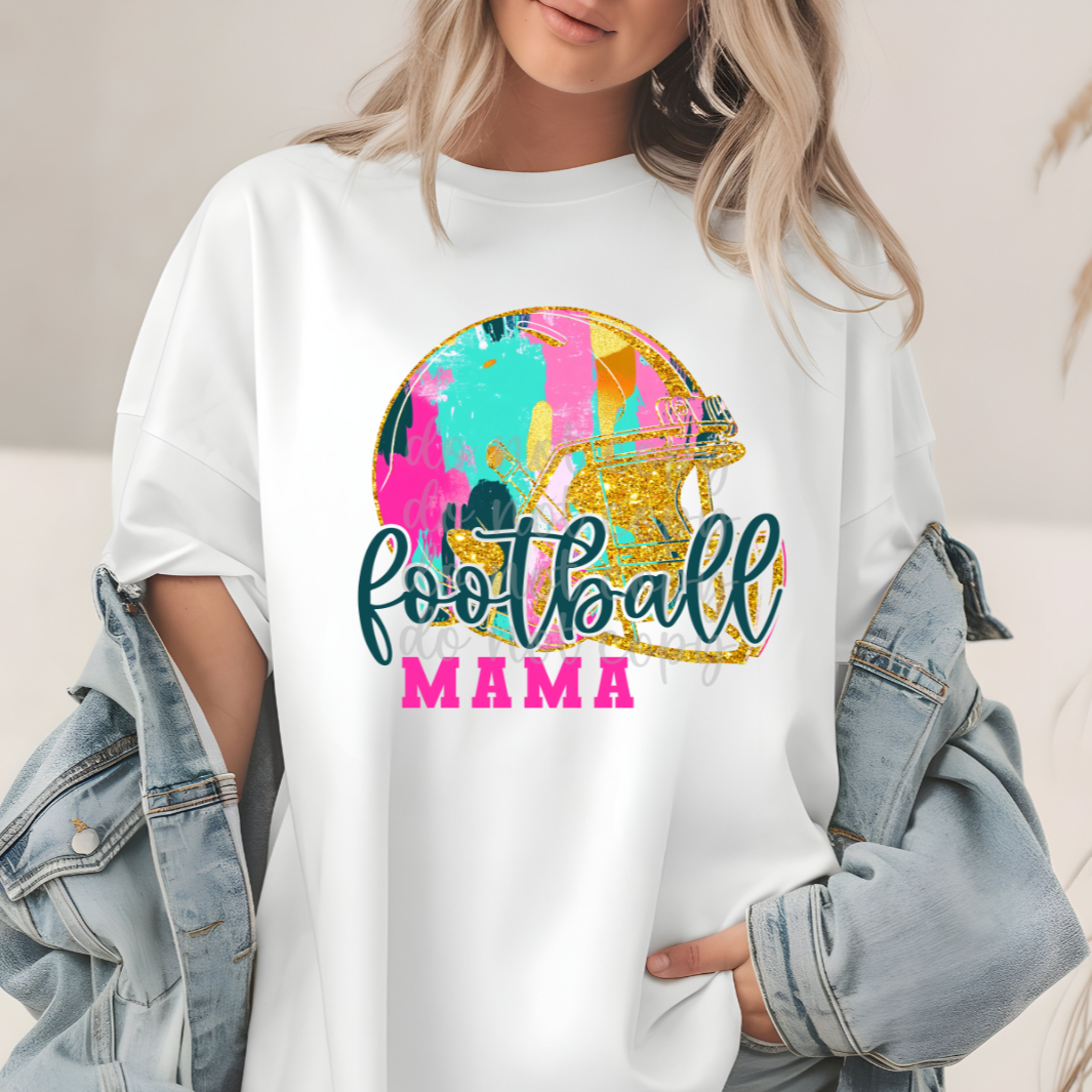 Football mama brushstroke helmet (Parker) DTF transfer