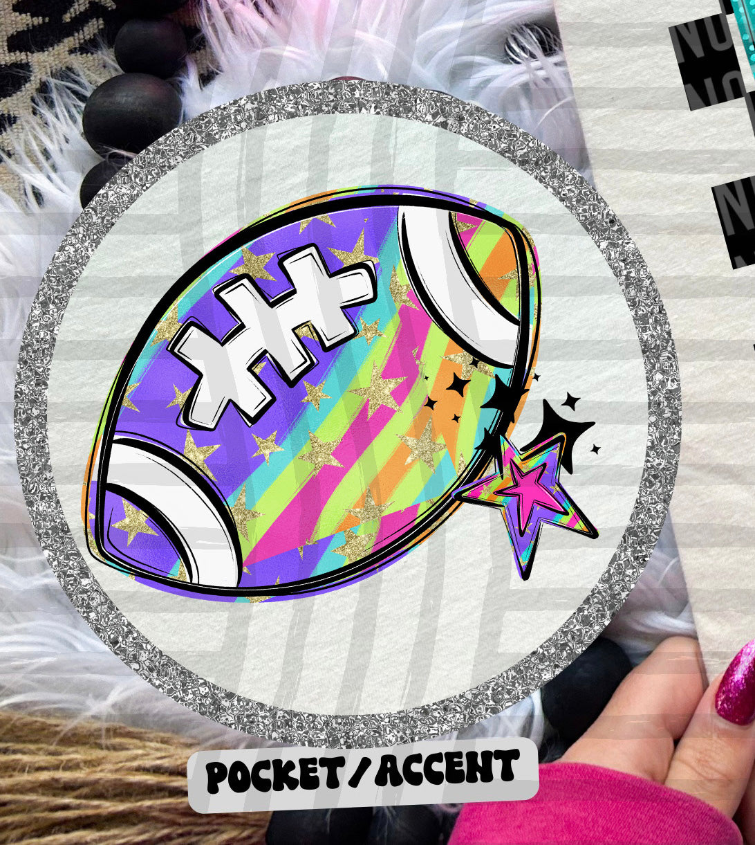 Football - Colorful Stripe With Stars And Checker POCKET PRINT 108255 DTF transfer