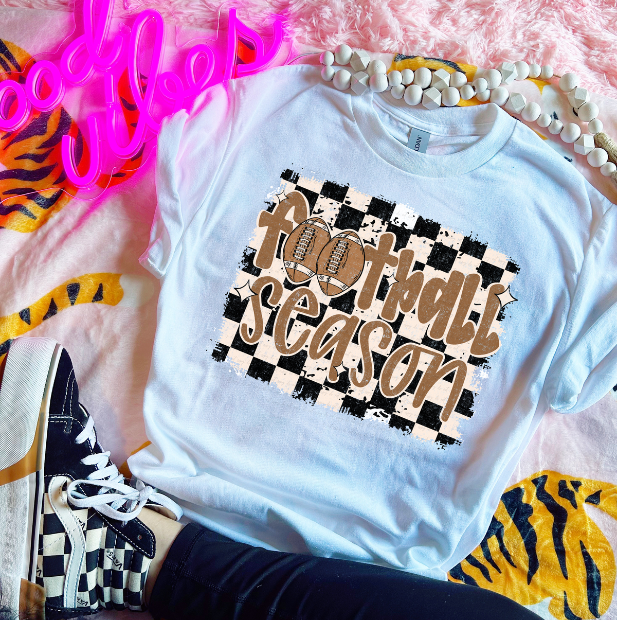 Football Season Checkered Background 108801 DTF transfer