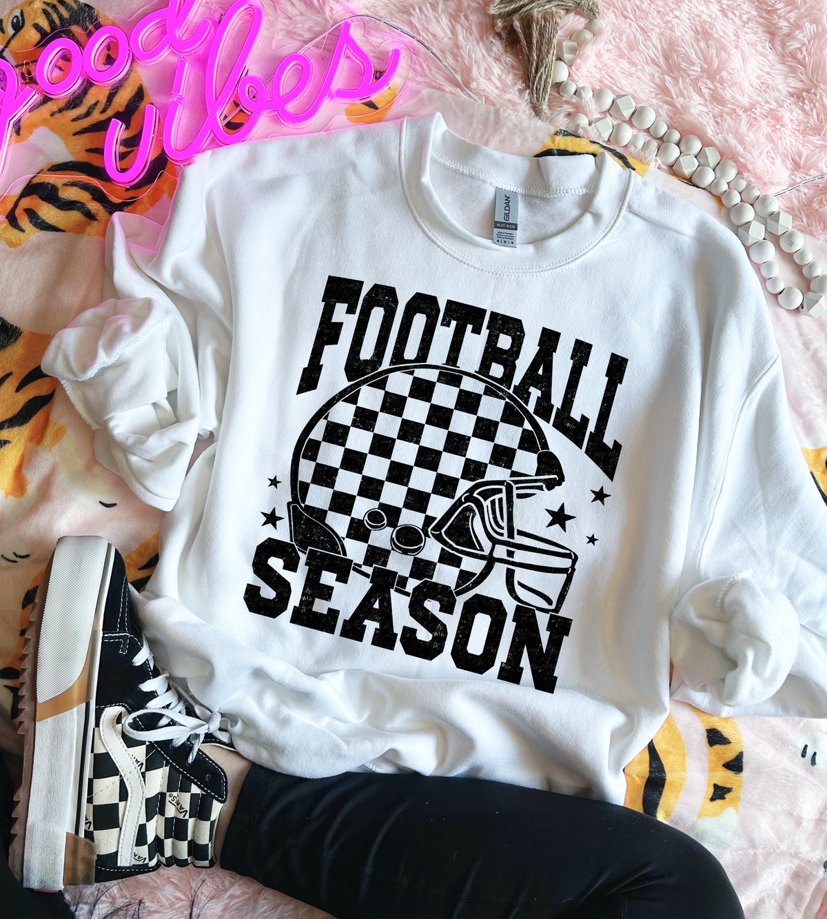 Football Season Checkered Helmet Black 108802 DTF transfer