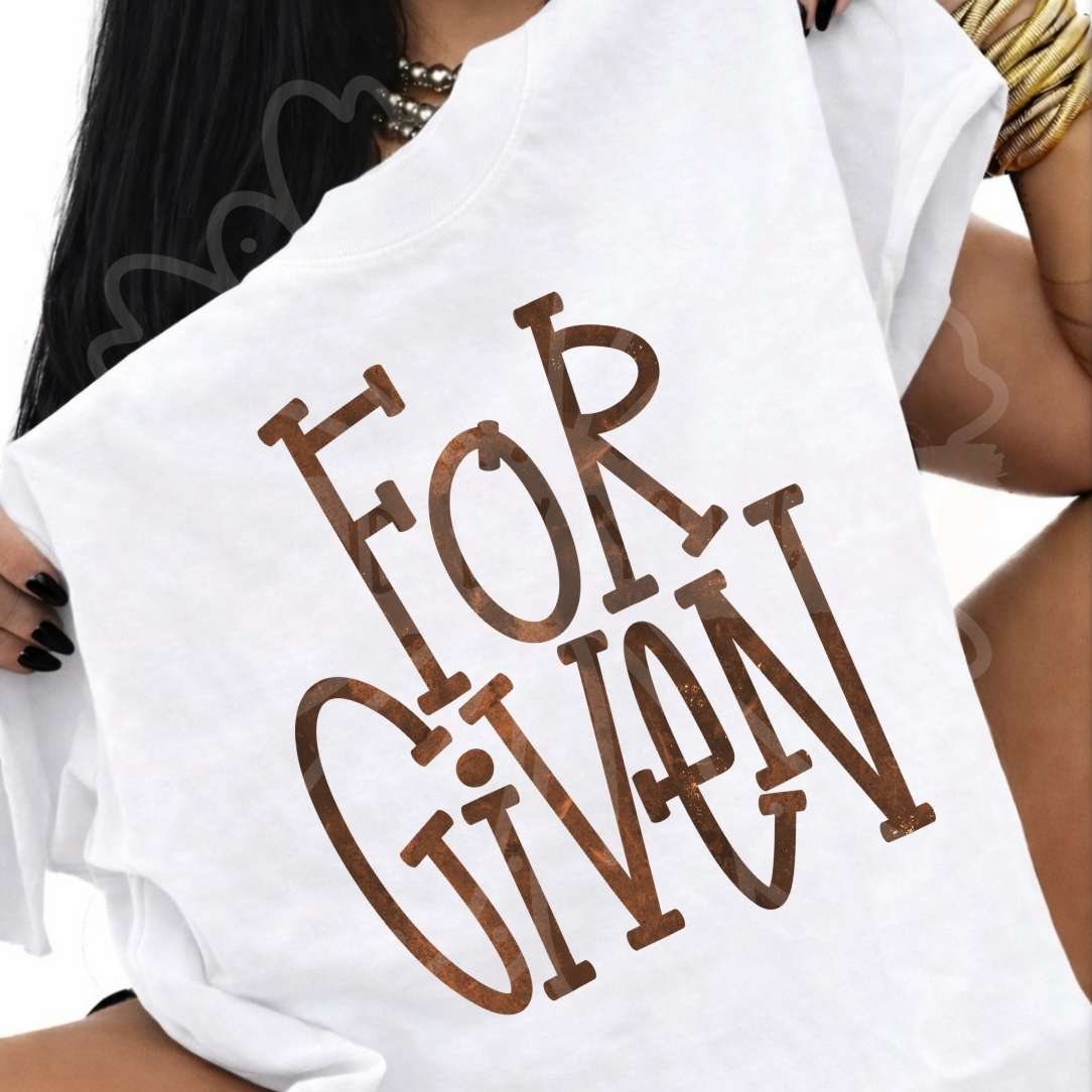 Forgiven brown font (Vehement) DTF transfer
