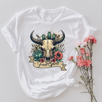 Free Spirit Bull Skull Floral 61858 DTF transfer