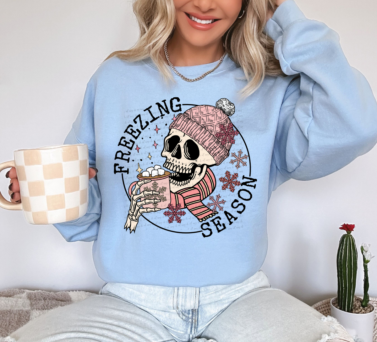 Freezing Season Cocoa Skellie Pink - Black Font 81715 DTF Transfer
