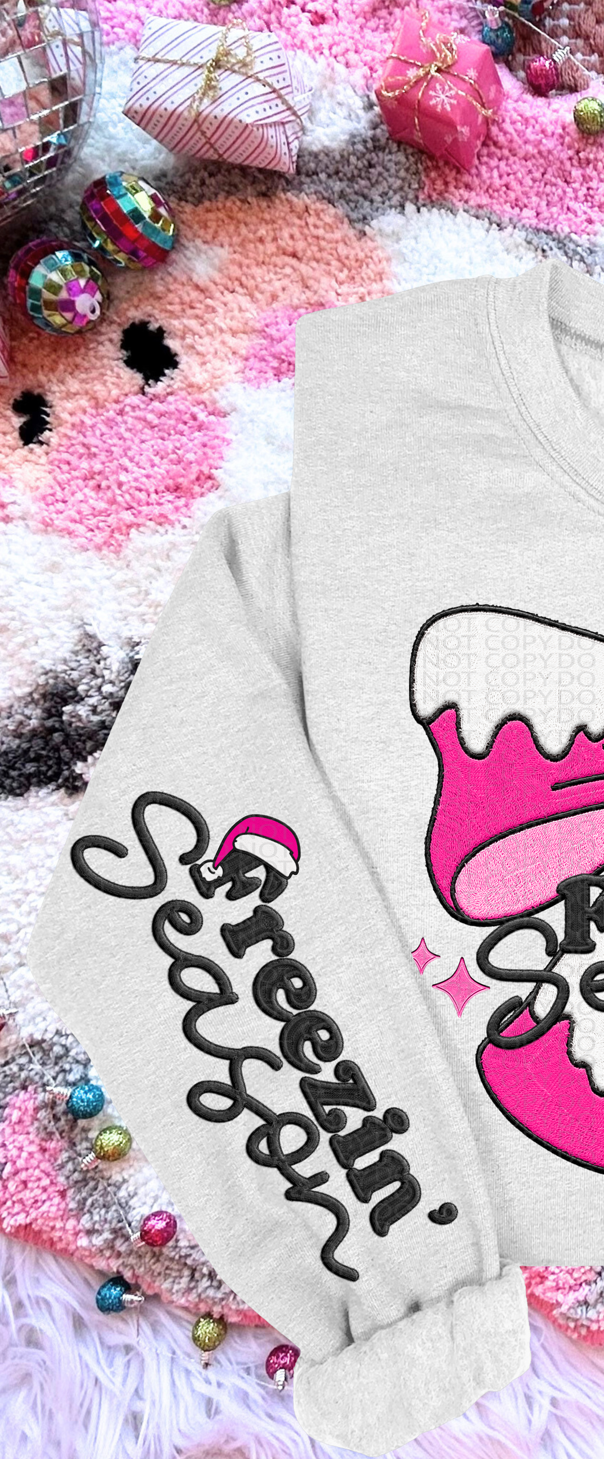 Freezin' Season Pink Bow Sparkle (Sleeve Print) 69703 DTF transfer