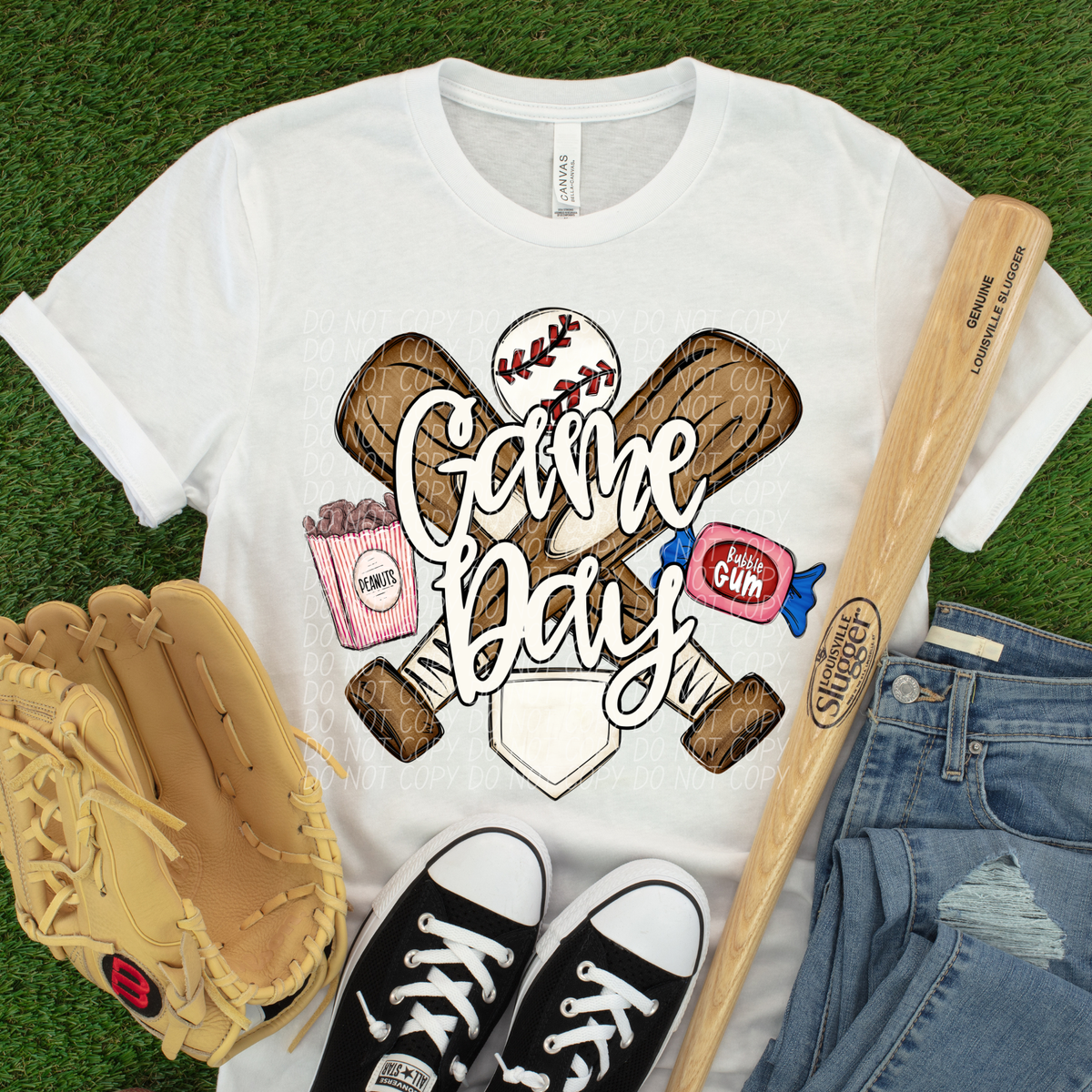 Gameday Baseball (bubble gum, peanuts WHITE) (City) DTF Transfer