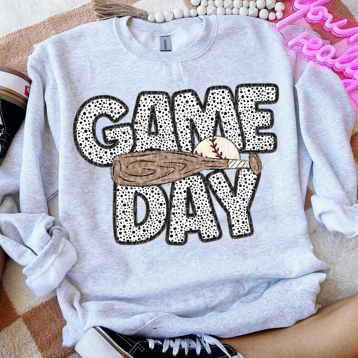Game Day Baseball Bat Dotted 66166 DTF transfer