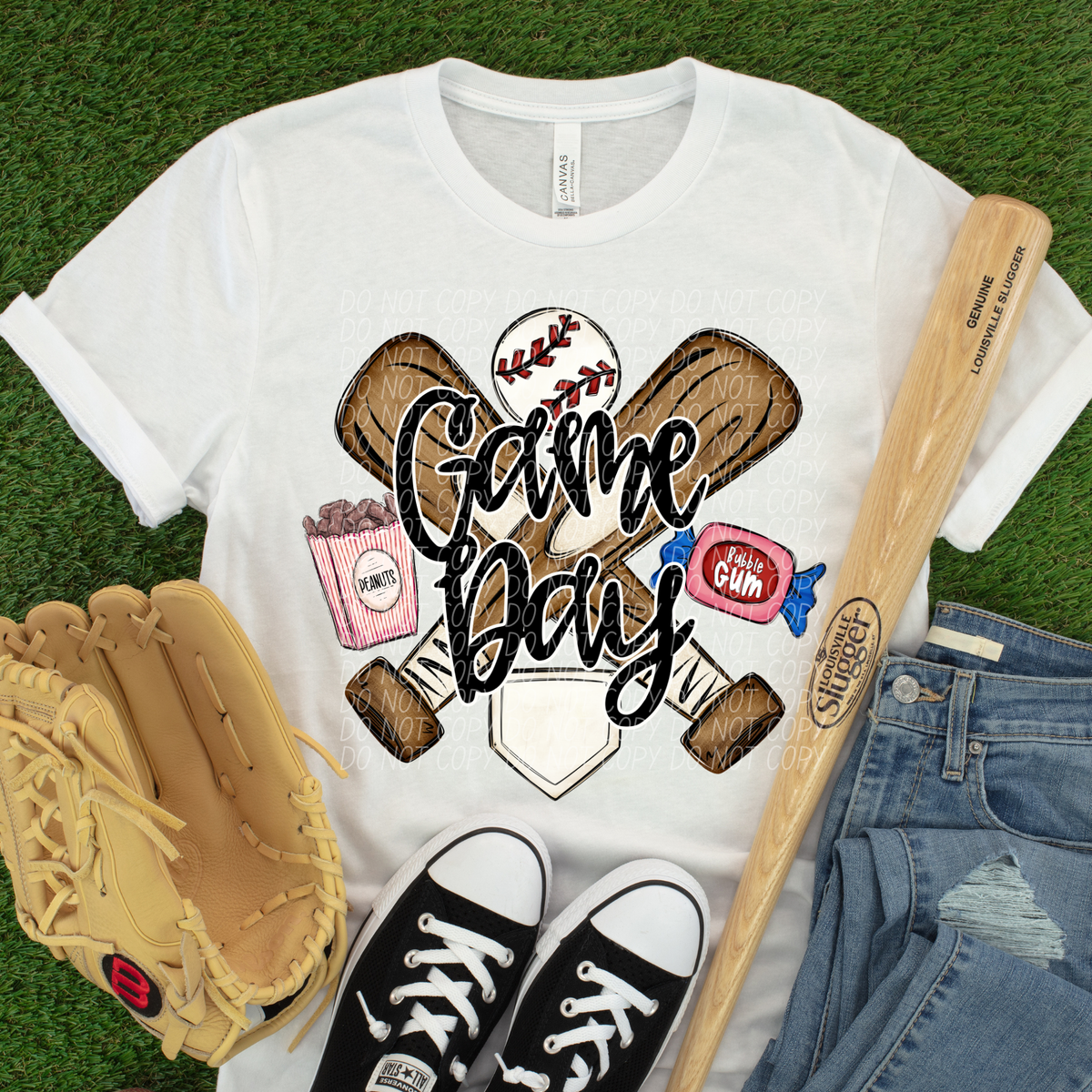 Gameday Baseball (bubble gum, peanuts, BLACK) (City) DTF Transfer