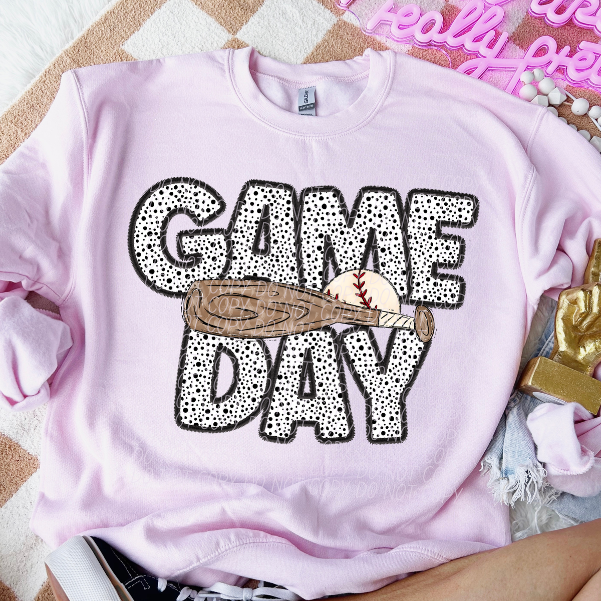 Game Day Baseball Bat Dotted 66166 DTF transfer