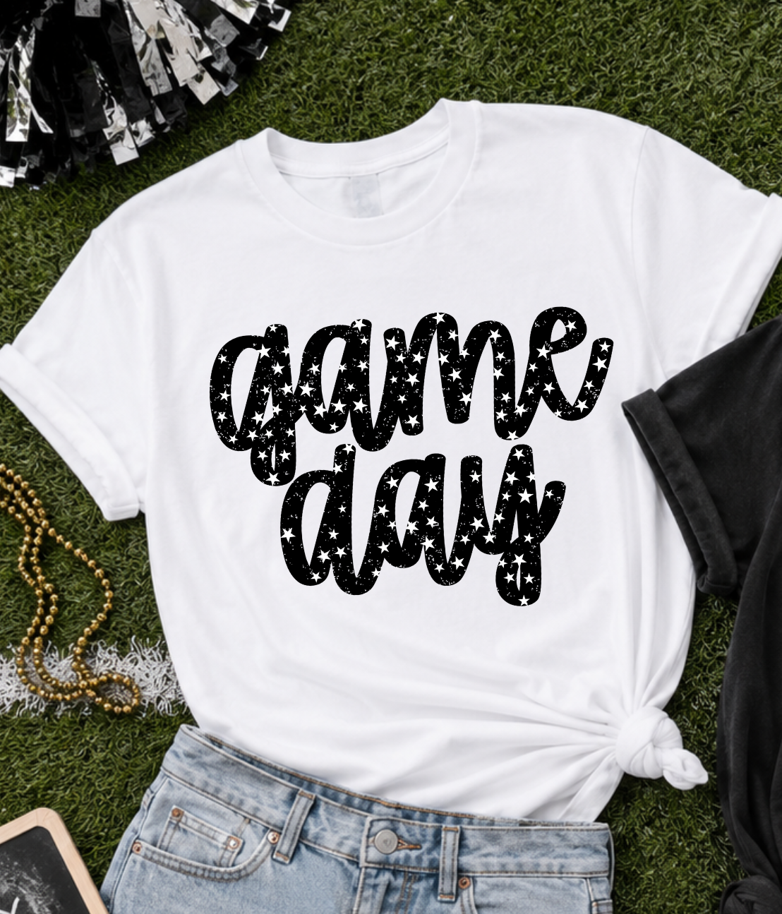 Game day BLACK with stars (Parker) DTF Transfer