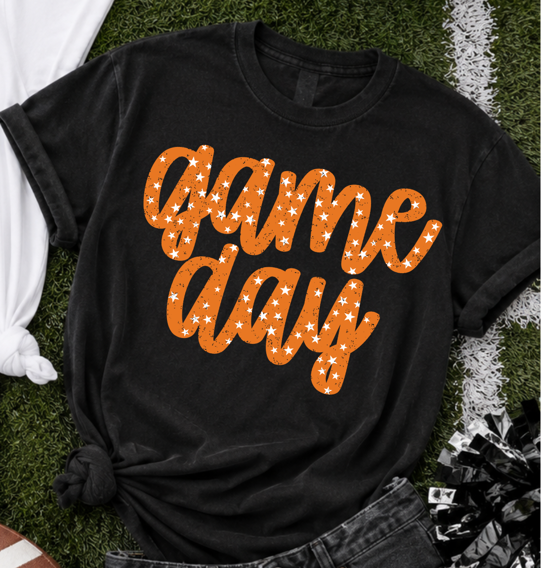 Game day ORANGE with stars (Parker) DTF Transfer
